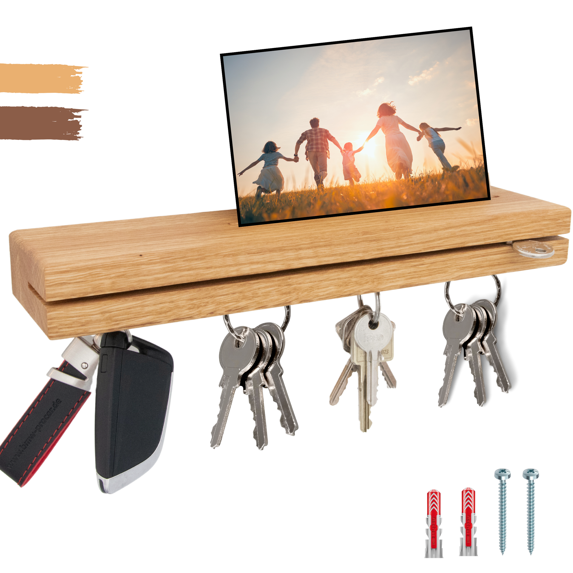 ASTREIN® | Schlüsselbrett aus Holz | Magnetisches Schlüsselbrett | Schlüsselaufbewahrung aus Eiche | Schlüsselhalter mit Ablage | Key Holder | XXL Ablage